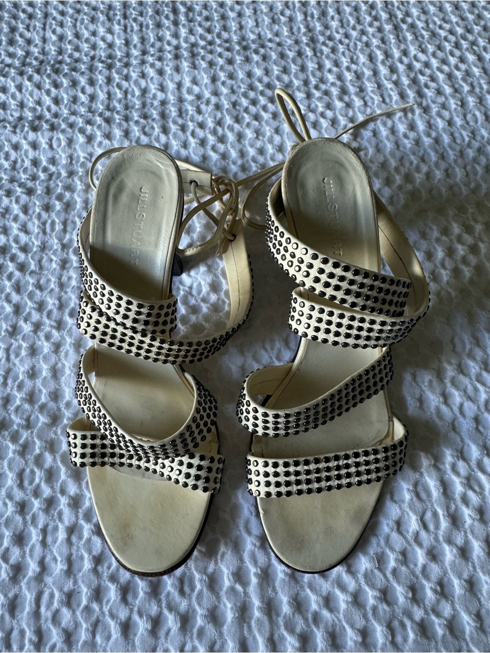 Jill Stuart Ivory Studded Strappy Heels